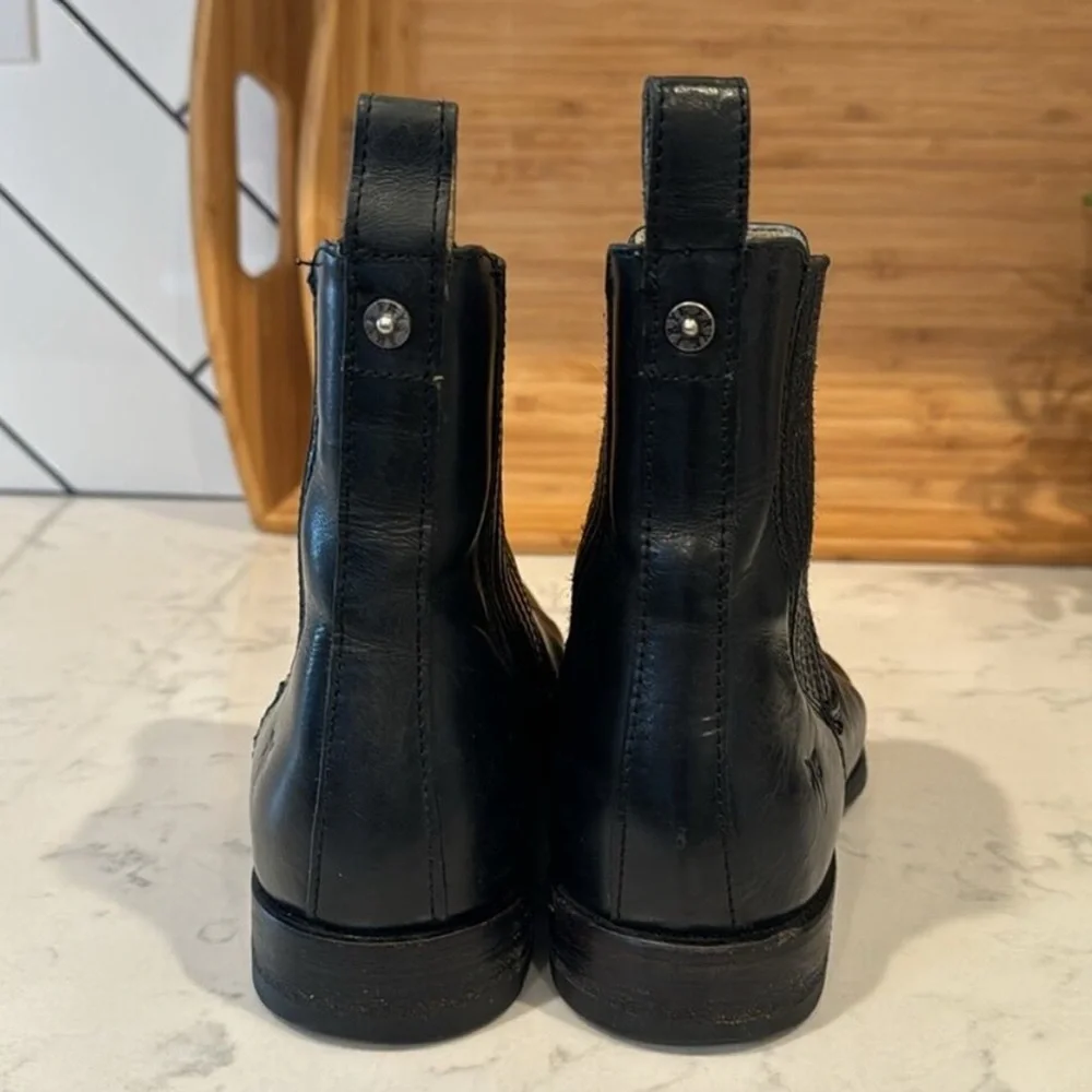 Frye Black Leather Chelsea Ankle Booties